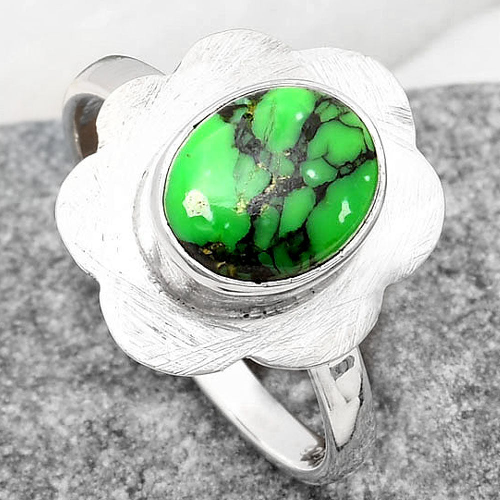 Natural Green Matrix Turquoise Ring size-8.5 R-1087 SDR160993