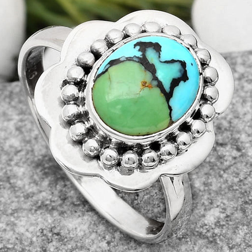 Lucky Charm Tibetan Turquoise Ring size-8.5 R-1088 SDR161019
