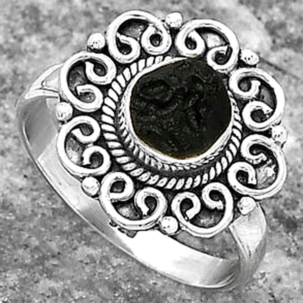 Natural Tektite Rough - Greek Ring size-8 R-1337 SDR161204
