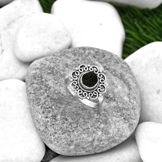 Natural Tektite Rough - Greek Ring size-8 R-1337 SDR161204