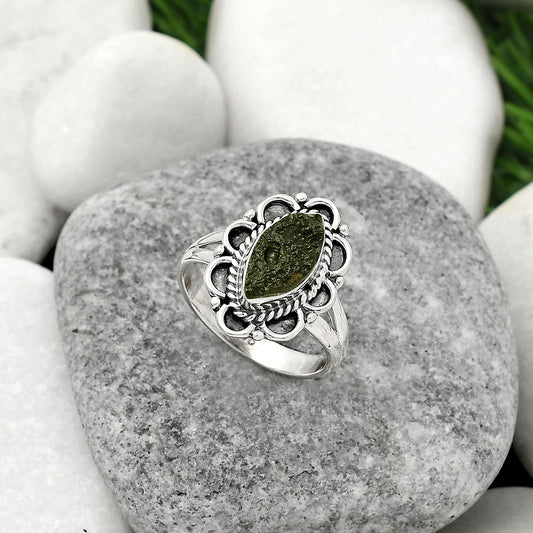 Natural Tektite Rough - Greek Ring size-8 R-1256 SDR161482