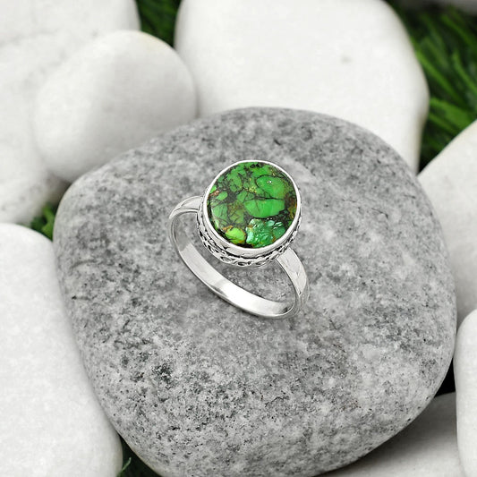 Natural Green Matrix Turquoise Ring size-8 R-1191 SDR161841