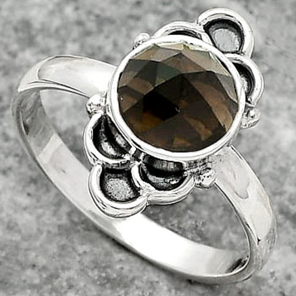Faceted Smoky Quartz - Brazil Ring size-8.5 R-1104 SDR162104