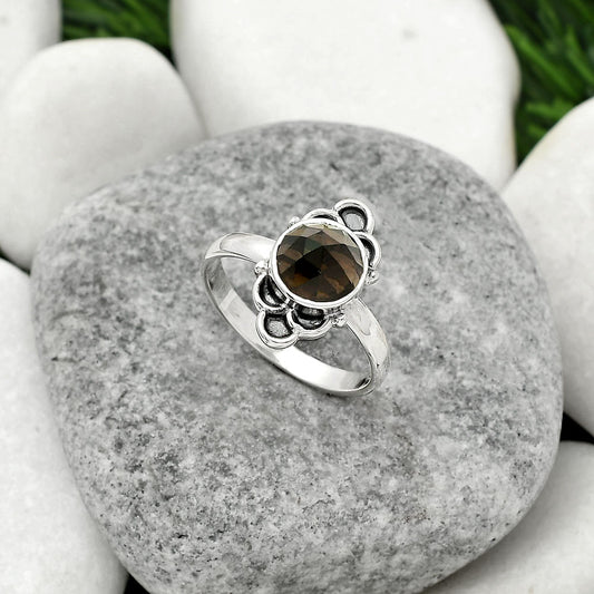 Faceted Smoky Quartz - Brazil Ring size-8.5 R-1104 SDR162104