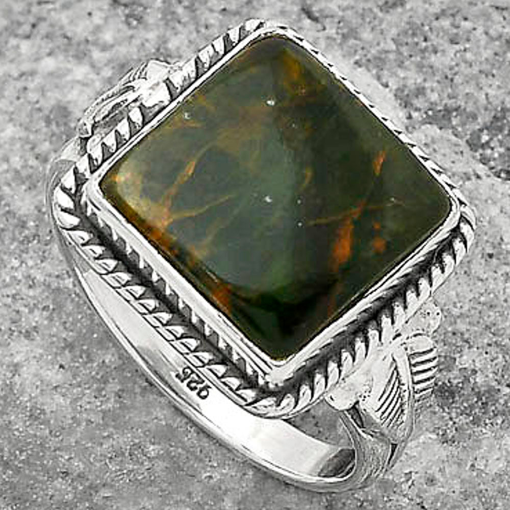 Natural Turkish Rainforest Chrysocolla Ring size-9 R-1403 SDR162292