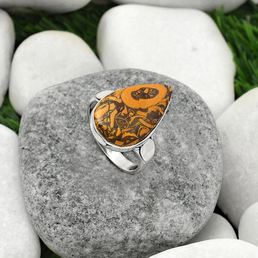 Natural Coquina Fossil Jasper India Ring size-9 R-1715 SDR162397