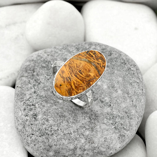 Natural Coquina Fossil Jasper India Ring size-8 R-1191 SDR162431