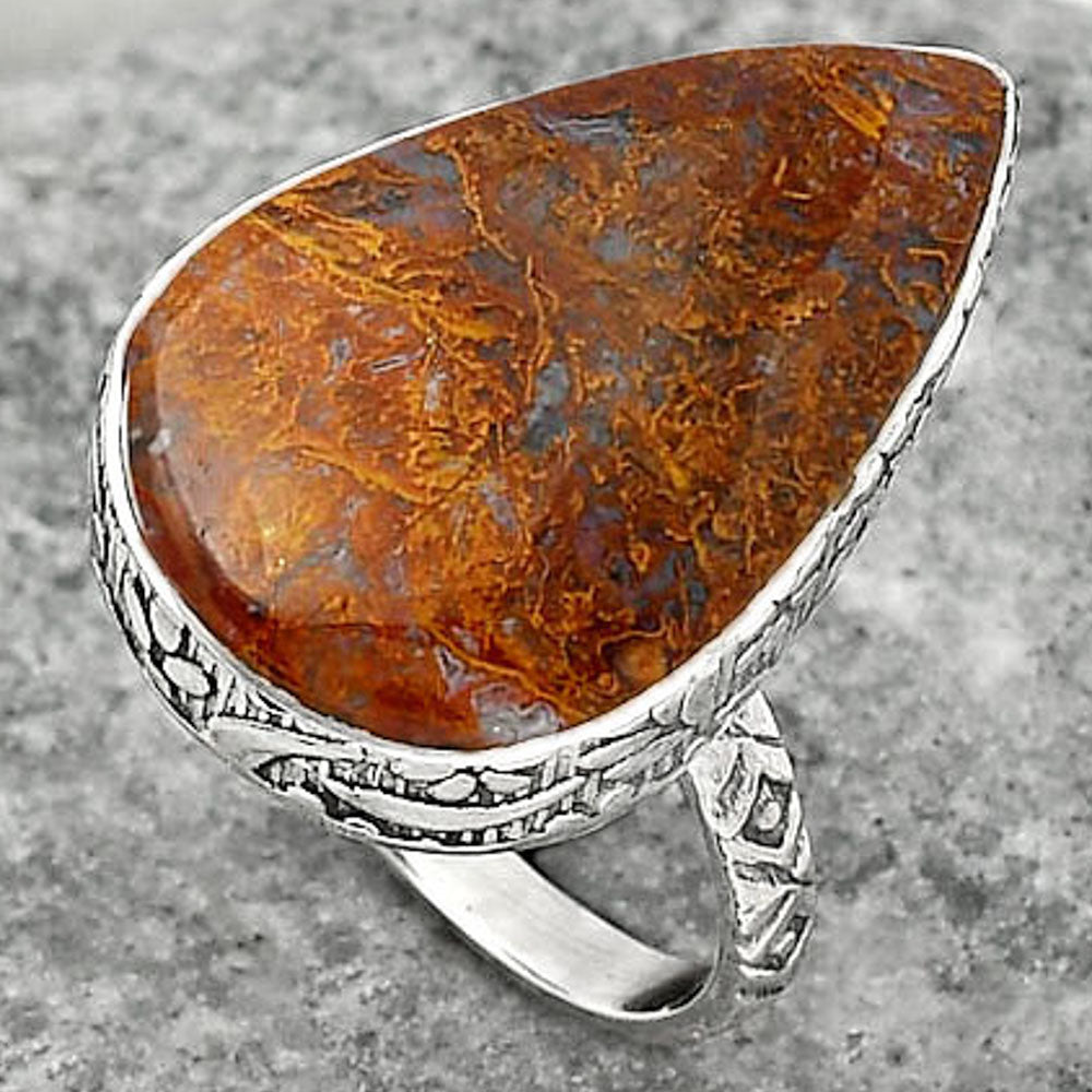 Natural Red Moss Agate Ring size-8 R-1191 SDR162436