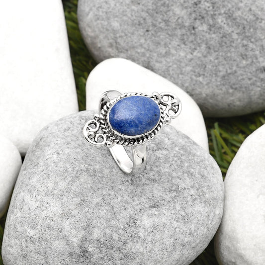 Natural Dumortierite Quartz Ring size-8 R-1500 SDR163143