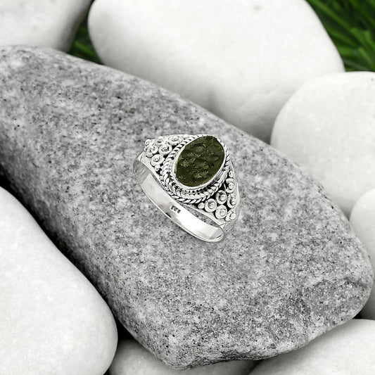 Natural Tektite Rough - Greek Ring size-8 R-1396 SDR163227