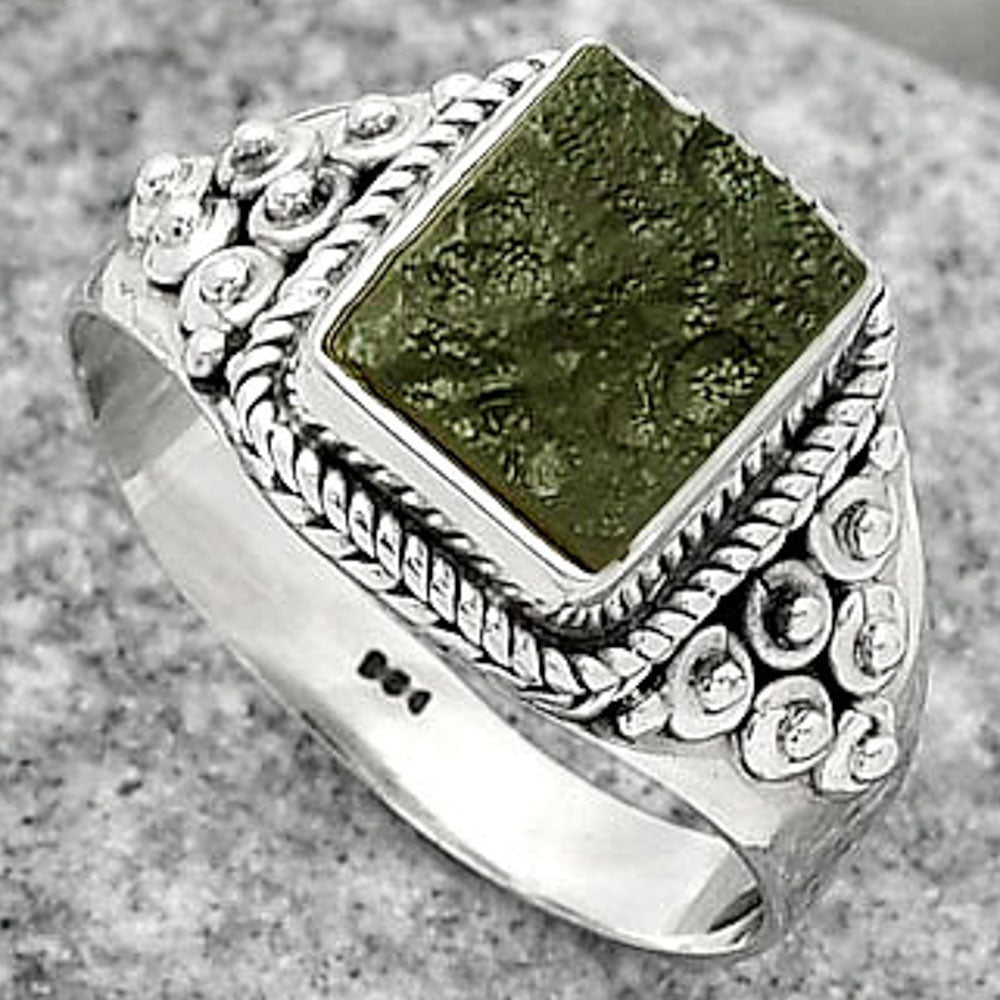 Natural Tektite Rough - Greek Ring size-8.5 R-1396 SDR163243