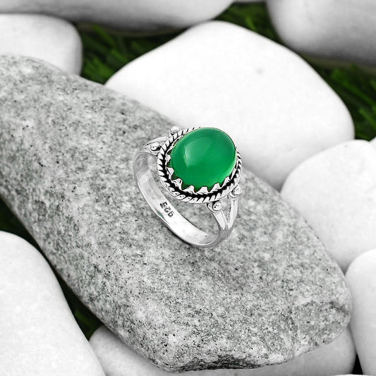 Natural Green Onyx Ring size-9 R-1474 SDR163322