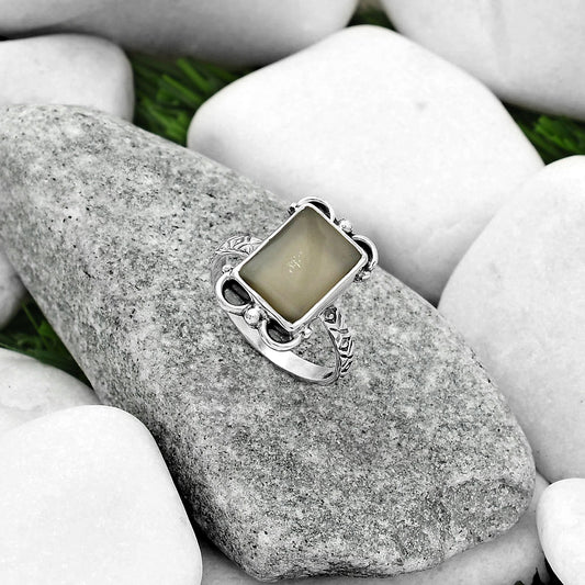 Natural Gray Moonstone Ring size-8.5 R-1103 SDR163613