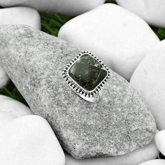 Natural Obsidian And Zinc Ring size-8 R-1071 SDR163695