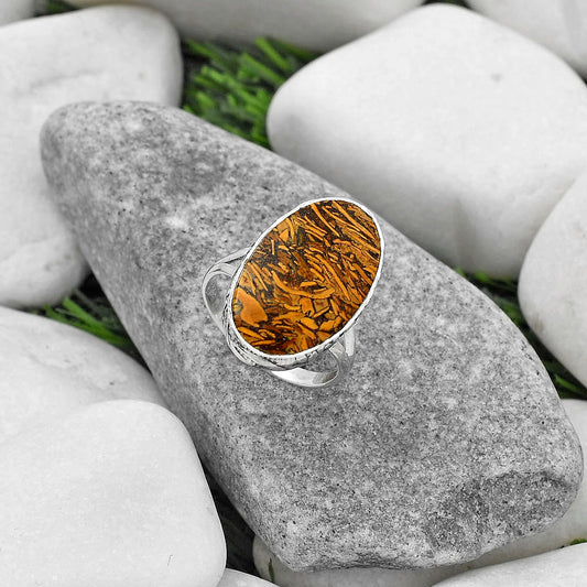 Natural Coquina Fossil Jasper India Ring size-8 R-1191 SDR163965