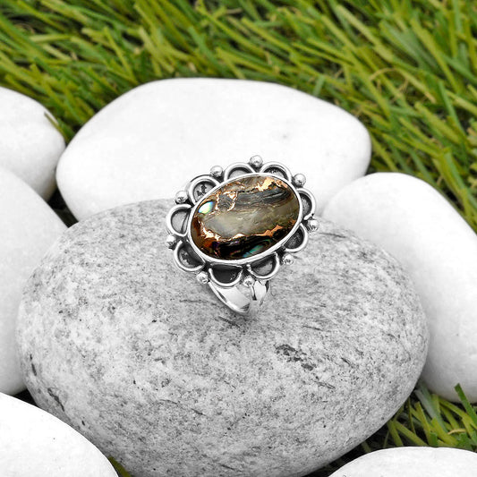 Natural Copper Abalone Shell Ring size-7 R-1092 SDR164015