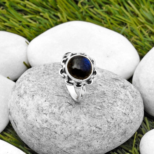 Blue Fire Labradorite - Madagascar Ring size-7 R-1093 SDR164056