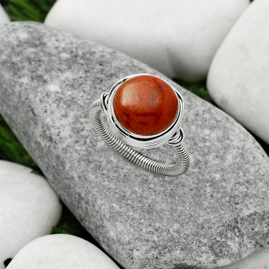 Natural Red Moss Agate Ring size-9 R-1415 SDR164741