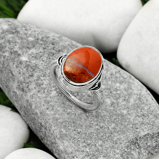 Natural Red Moss Agate Ring size-7 R-1415 SDR164744