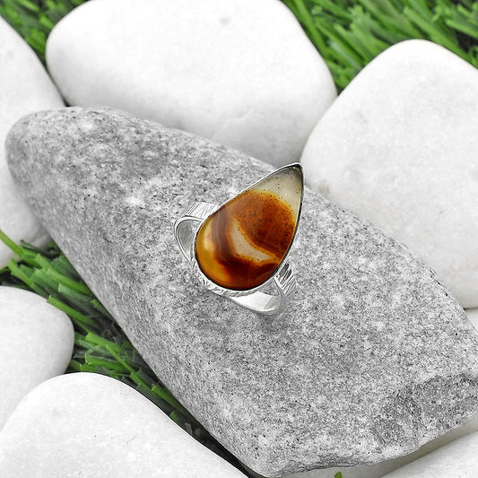 Natural Tube Agate - Turkish Ring size-7 R-1191 SDR165082