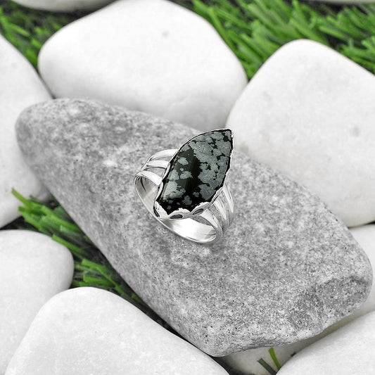 Natural Snow Flake Obsidian Ring size-8 R-1428 SDR165096