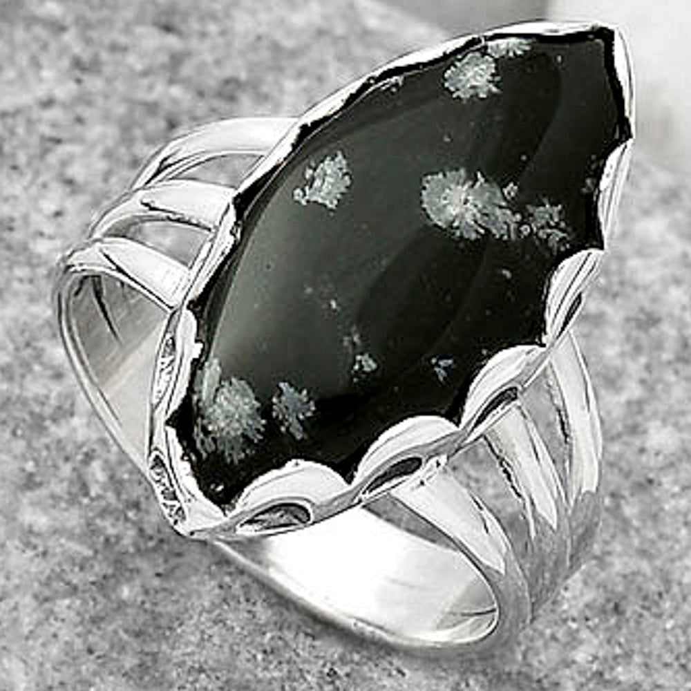 Natural Snow Flake Obsidian Ring size-8 R-1428 SDR165100
