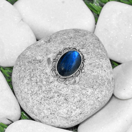 Blue Fire Labradorite - Madagascar Ring size-8.5 R-1092 SDR165555
