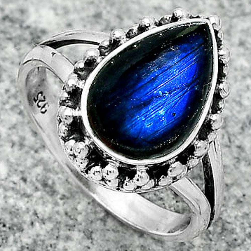 Blue Fire Labradorite - Madagascar Ring size-7.5 R-1096 SDR166023