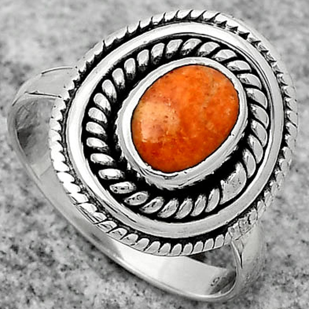 Natural Red Sponge Coral Ring size-7 R-1097 SDR166206