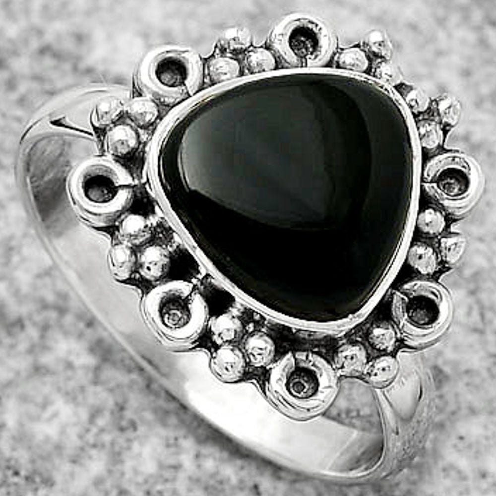 Natural Black Onyx - Brazil Ring size-8 R-1100 SDR166627