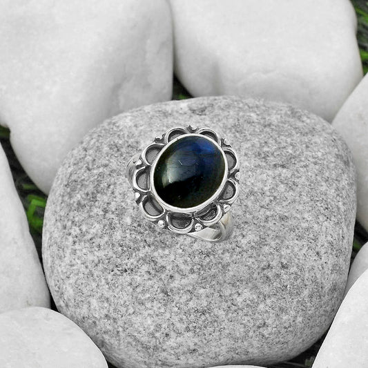 Blue Fire Labradorite - Madagascar Ring size-8 R-1092 SDR166857