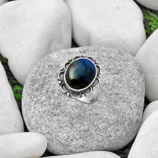 Blue Fire Labradorite - Madagascar Ring size-8 R-1092 SDR166888