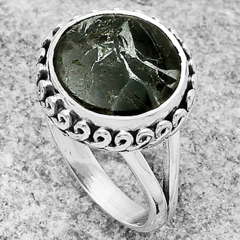 Natural Obsidian And Zinc Ring size-7.5 R-1196 SDR166937