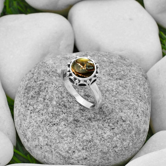 Natural Copper Abalone Shell Ring size-7 R-1198 SDR167493