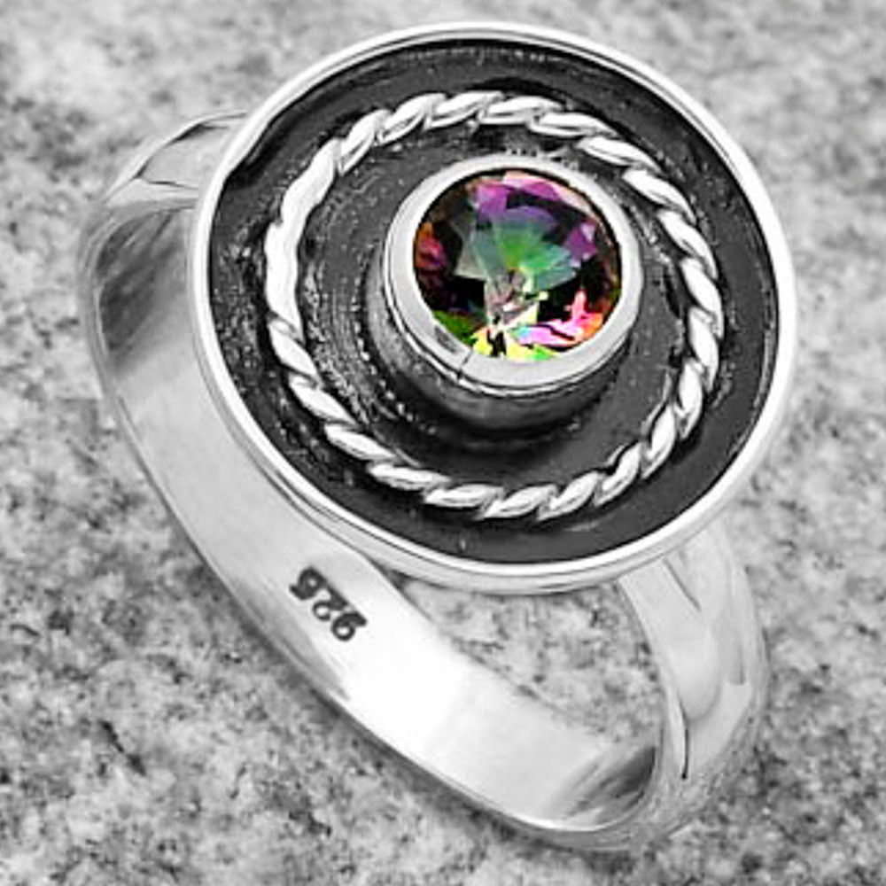 Natural Mystic Topaz Ring size-7.5 R-1439 SDR167663
