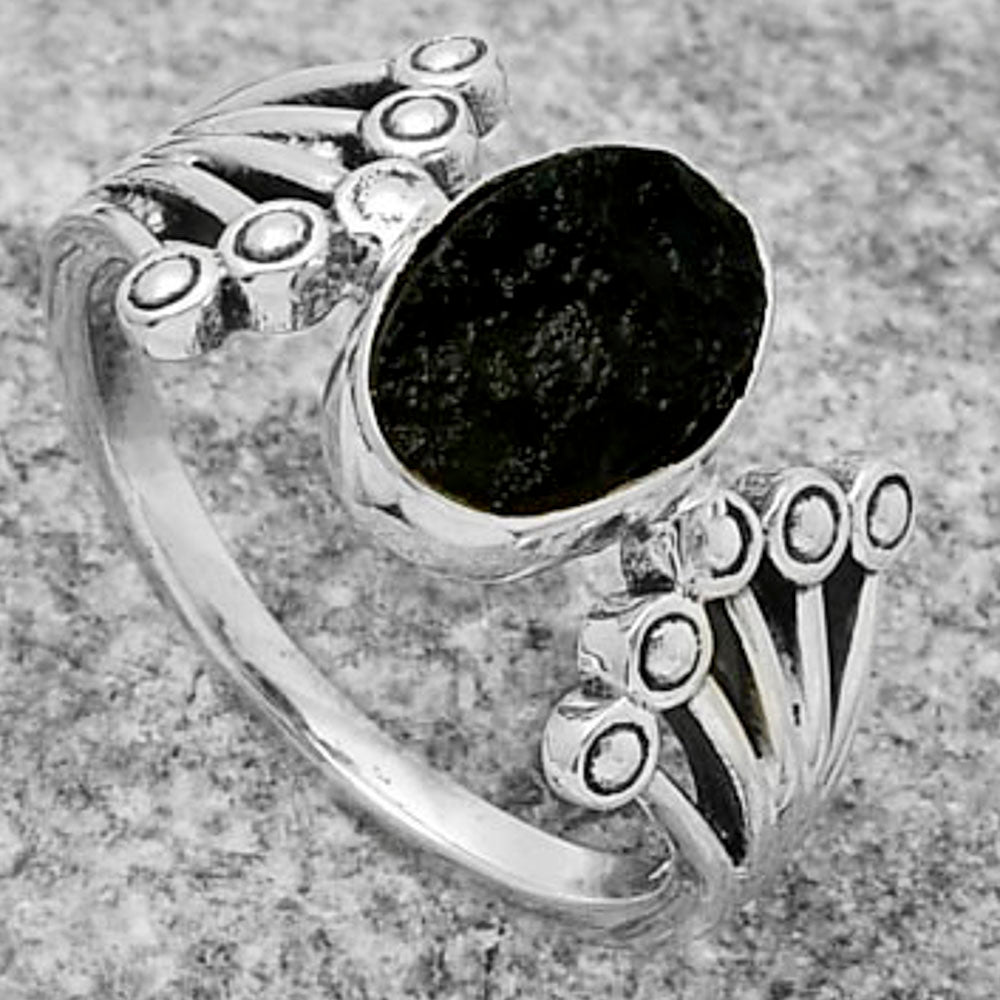 Natural Tektite Rough - Greek Ring size-7.5 R-1249 SDR167708