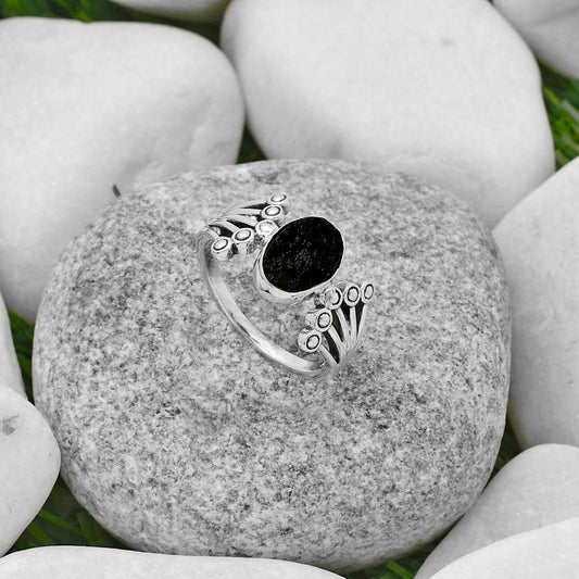 Natural Tektite Rough - Greek Ring size-7.5 R-1249 SDR167708