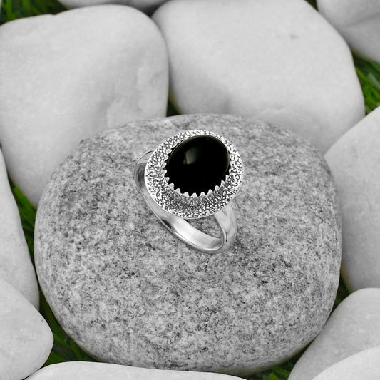 Natural Black Onyx - Brazil Ring size-8 R-1649 SDR167944