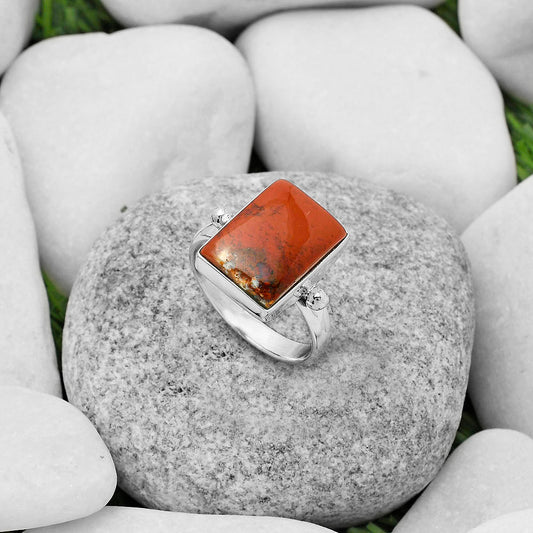 Natural Red Moss Agate Ring size-9 R-1715 SDR168034