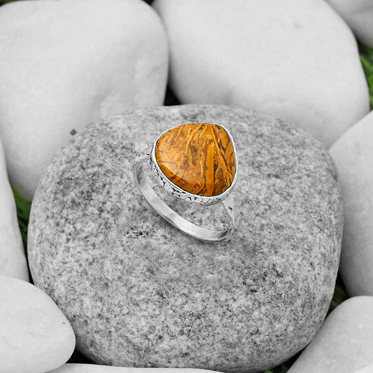Coquina Fossil Jasper - India Ring size-7.5 R-1191 SDR168126