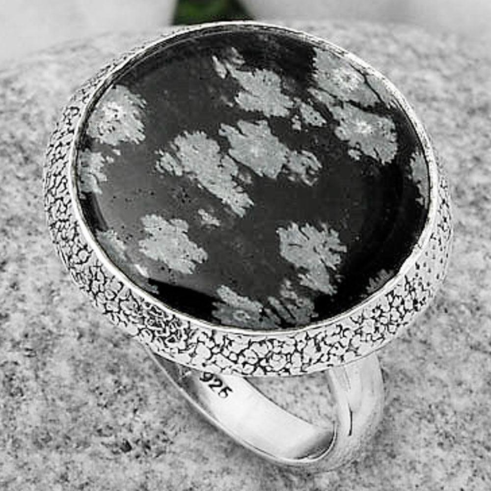 Natural Snow Flake Obsidian Ring size-7.5 R-1307 SDR168252