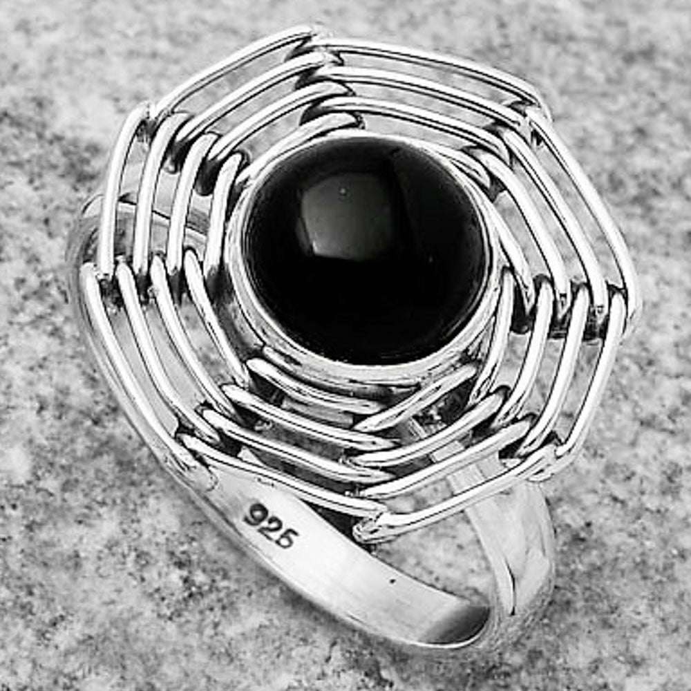 Wire Wrap - Black Onyx - Brazil Ring size-8.5 R-1445 SDR168392