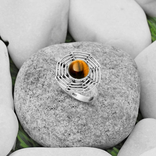 Wire Wrap - Tiger Eye - Africa Ring size-7.5 R-1445 SDR168397