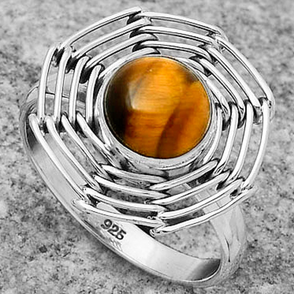 Wire Wrap - Tiger Eye - Africa Ring size-8.5 R-1445 SDR168423