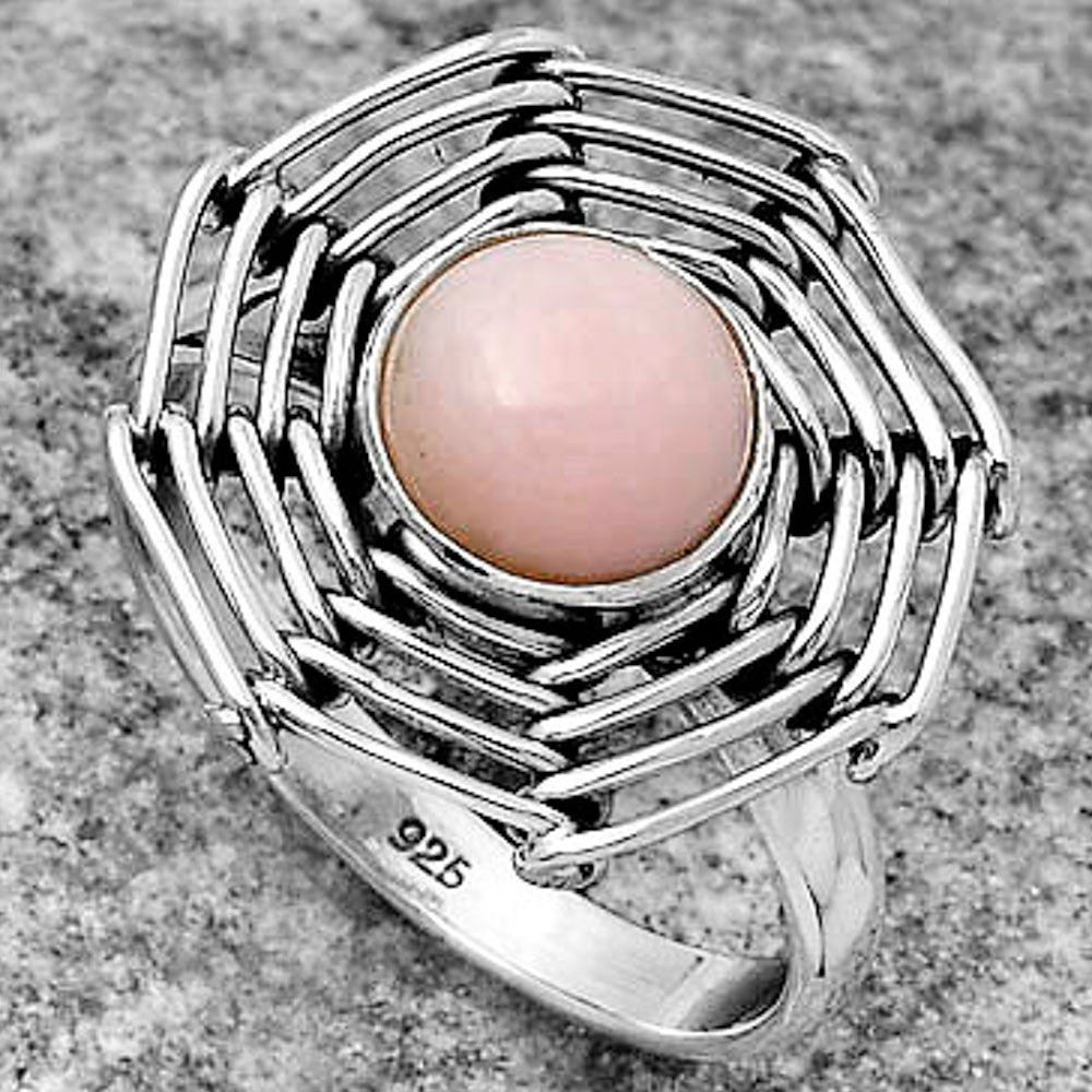 Wire Wrap - Pink Opal - Australia Ring size-9 R-1445 SDR168424