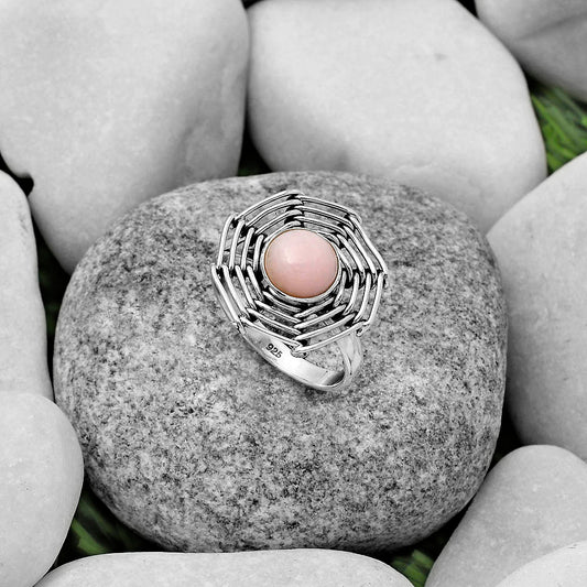Wire Wrap - Pink Opal - Australia Ring size-9 R-1445 SDR168424