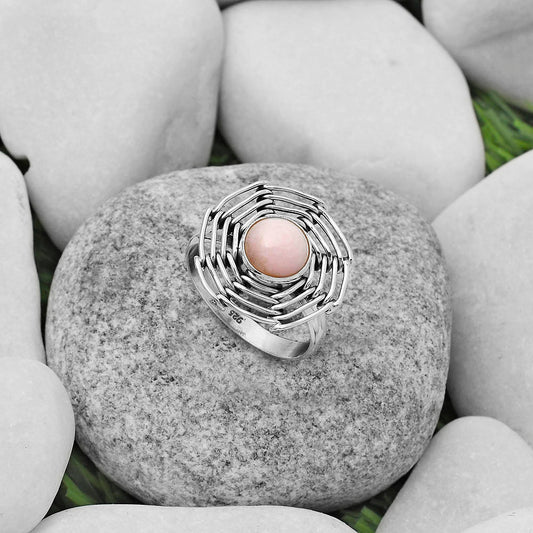 Wire Wrap - Pink Opal - Australia Ring size-9 R-1445 SDR168425