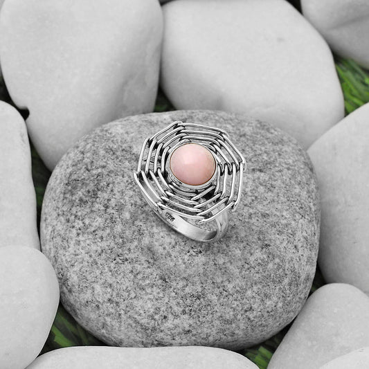 Wire Wrap - Pink Opal - Australia Ring size-8 R-1445 SDR168427