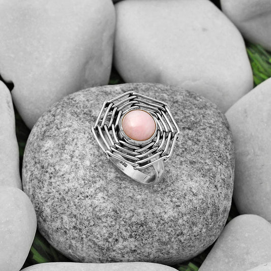 Wire Wrap - Pink Opal - Australia Ring size-9 R-1445 SDR168428