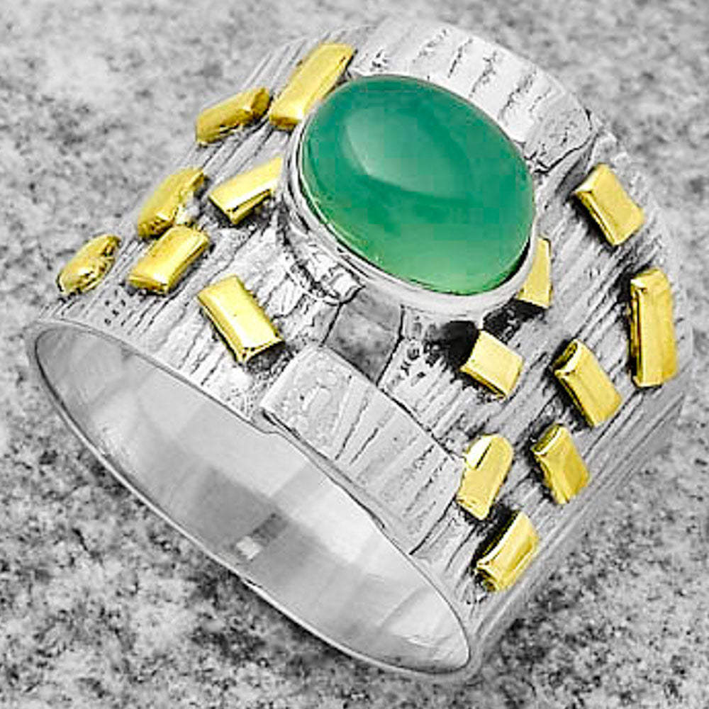 Two Tone - Chrysoprase - Australia Ring size-6.5 R-1543 SDR168431